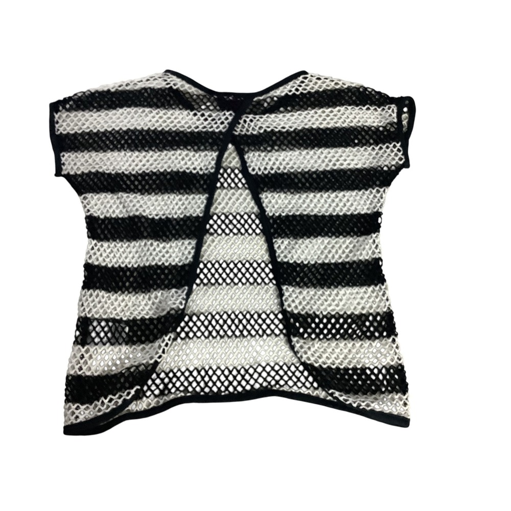 Star Ride Mesh Top Girls 10/12 Black White Striped Open Back Fishnet Activewear